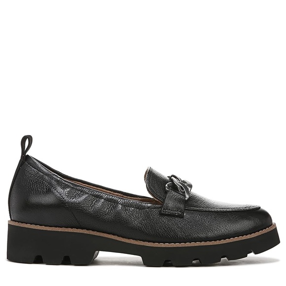 Vionic Black Leather Chain-Trim Loafers - Picture 14 of 16